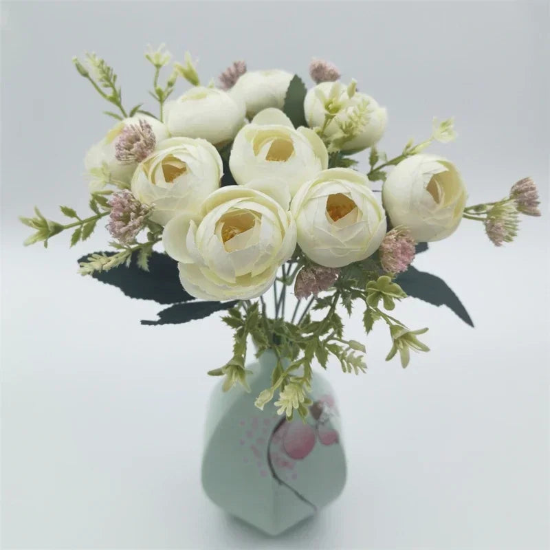 bouquet de roses en soie décoration de jardin fleurs artificielles - vue 6 sur 12