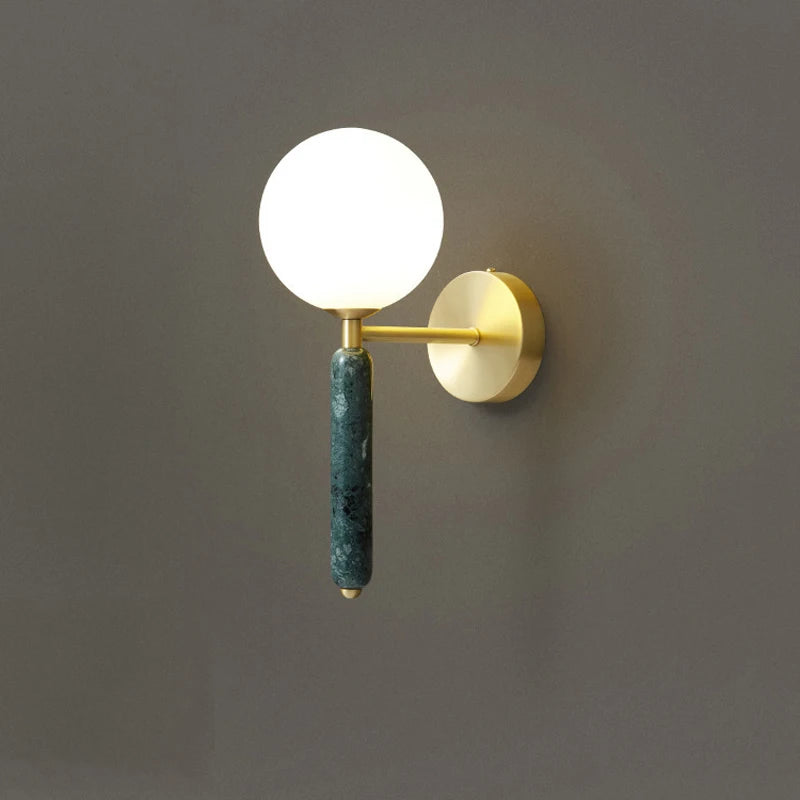 Applique murale en marbre avec boule de verre lumière décorative