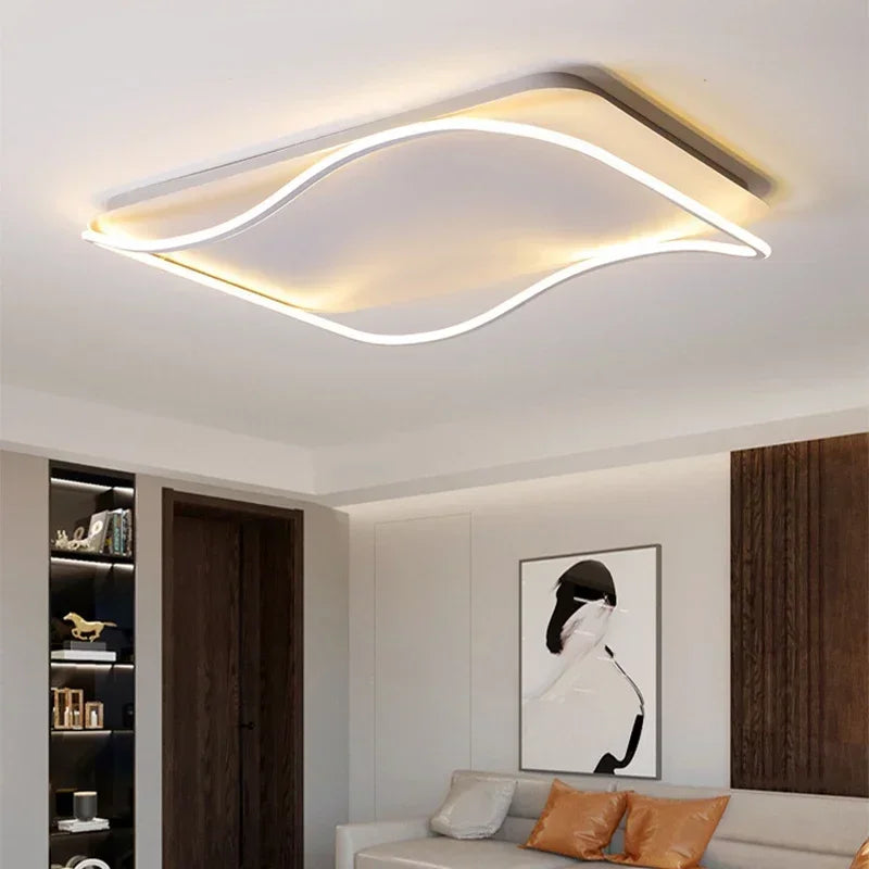 lustre moderne à leds pour décoration intérieure simple vague - vue 6 sur 20
