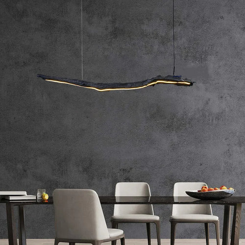 Personnalité nordique LED bandes lumineuses noir Restaurant Wabi-sabi lustre bureau chambre café salle d'exposition lampes suspendues - vue 5 sur 8