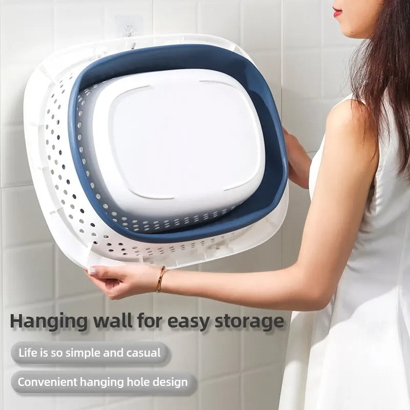 panier à linge pliable en plastique pour rangement à la maison - vue 5 sur 8