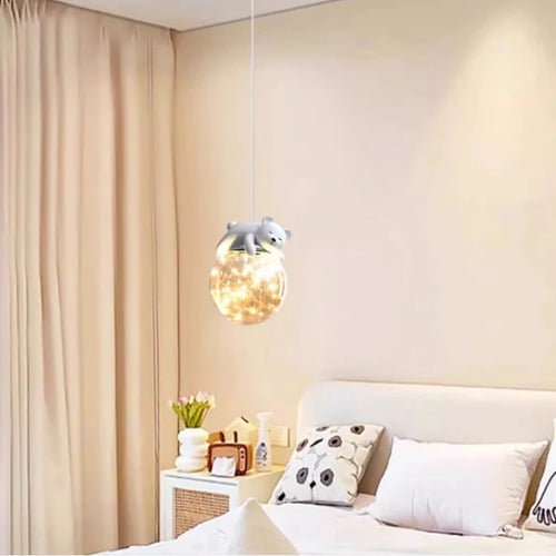 lustre moderne mignon en forme d'ours et lapin pour enfants - vue 4 sur 8