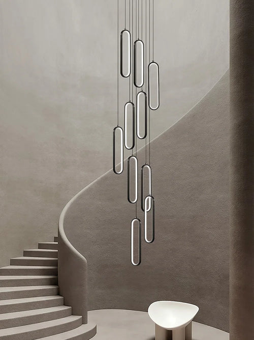 lustre ovale led minimaliste pour duplex hôtel penthouse