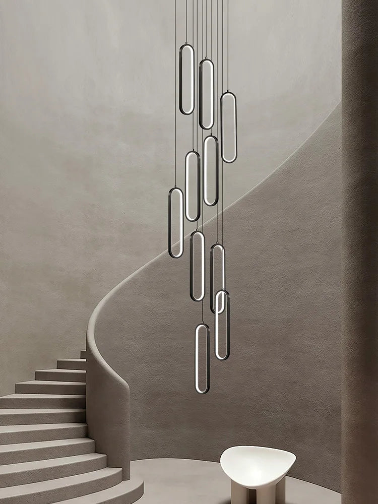 lustre ovale led minimaliste pour duplex hôtel penthouse