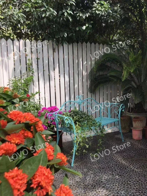banc de jardin fer forgé table et chaises extérieur - vue 4 sur 14