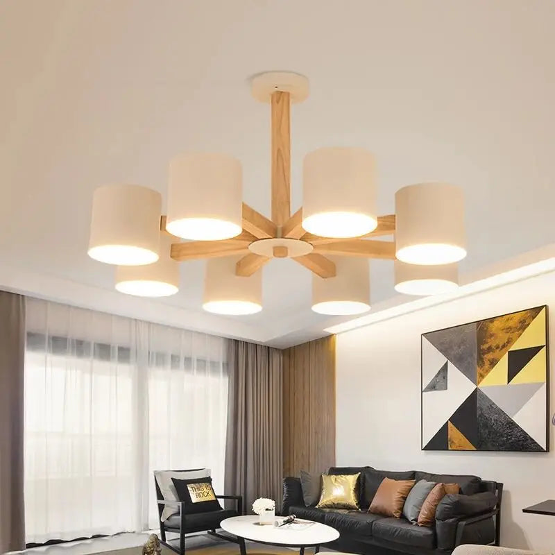 Nordique créatif suspension lumière salon en bois massif plafond lustre chambre salle à manger lustre étude personnalité créative
