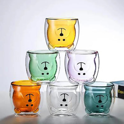 Tasse verre double paroi motif animaux 250ml