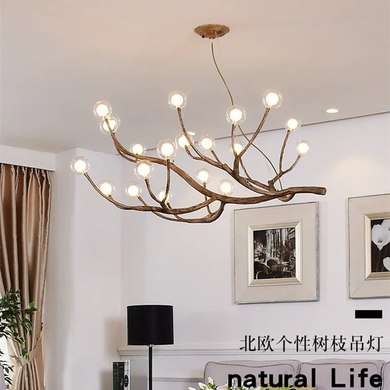 lustre vintage en résine branches d'arbres pour décoration intérieure