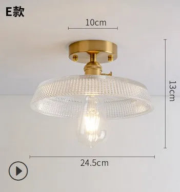 plafonnier moderne japonais en verre sculpté rétro élégant - vue 13 sur 18