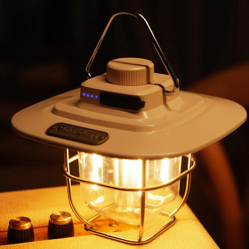 lampe de camping led rétro suspendue étanche avec batterie rechargeable - vue 3 sur 12