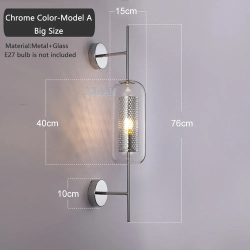 American Industrial Wall Lamps Clear Glass Wall Light Iron Metal Cage Living Room Decorative Wall Light Hallway Entrance Aisle - vue 9 sur 14