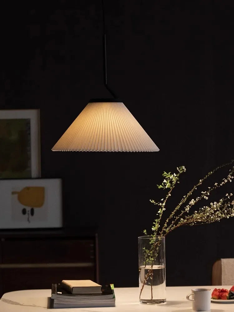 Nordique Plissé Crème PENDENTIF LED Lumière Pour Salon Cuisine Restaurant Lustre Loft Suspension Lustre Décoration de La Maison
