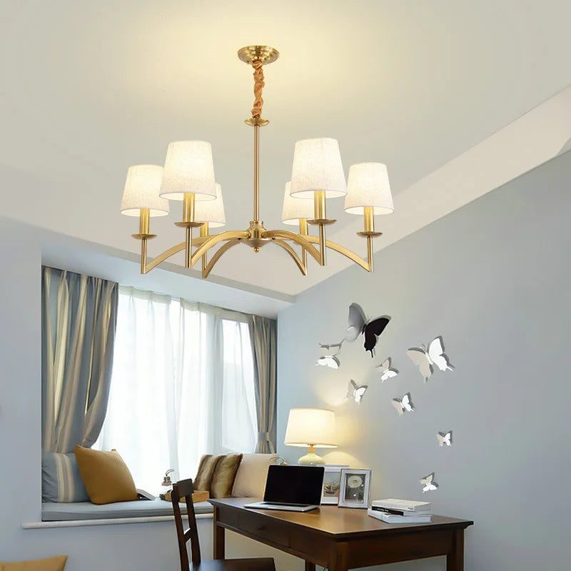 lustre rétro américain en tissu pour décoration intérieur lumineux - vue 4 sur 10
