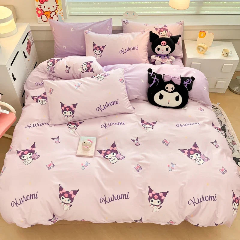 housse de couette kuromi violette pour lit enfant et adolescent