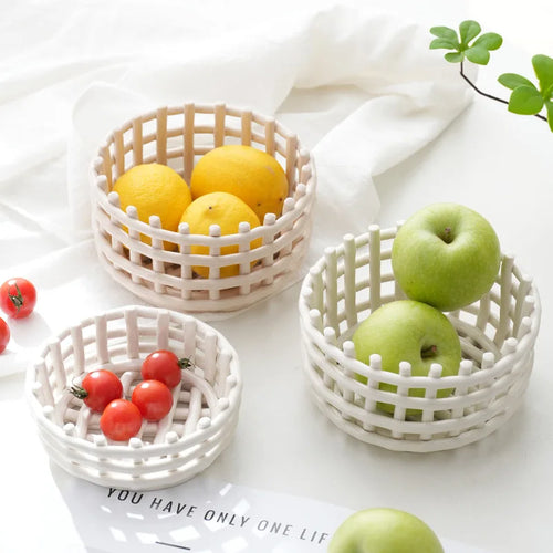 panier de rangement tissé en céramique pour décor et usages variés - vue 2 sur 8