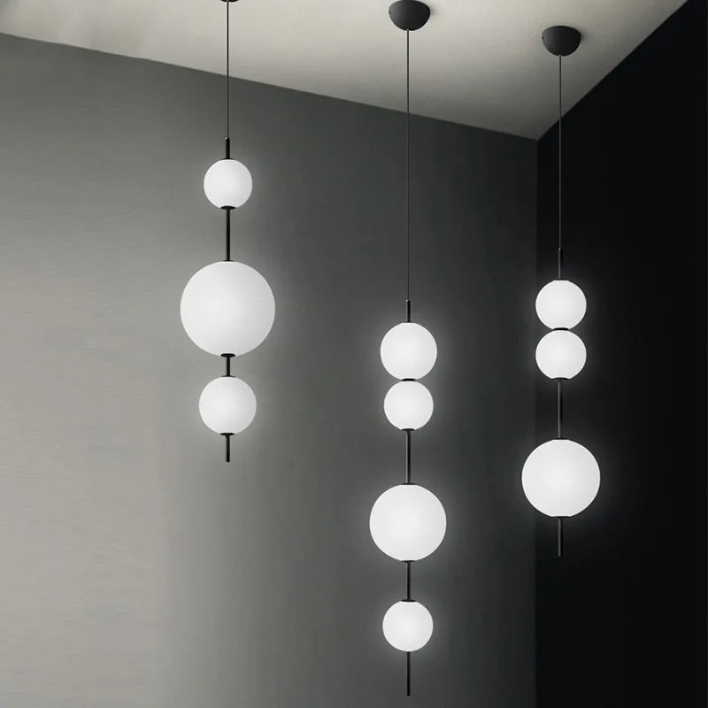 Modern minimalist restaurant chandelier, living room decoration Nordic white glass kitchen island, bedroom lighting chandelier - vue 7 sur 9
