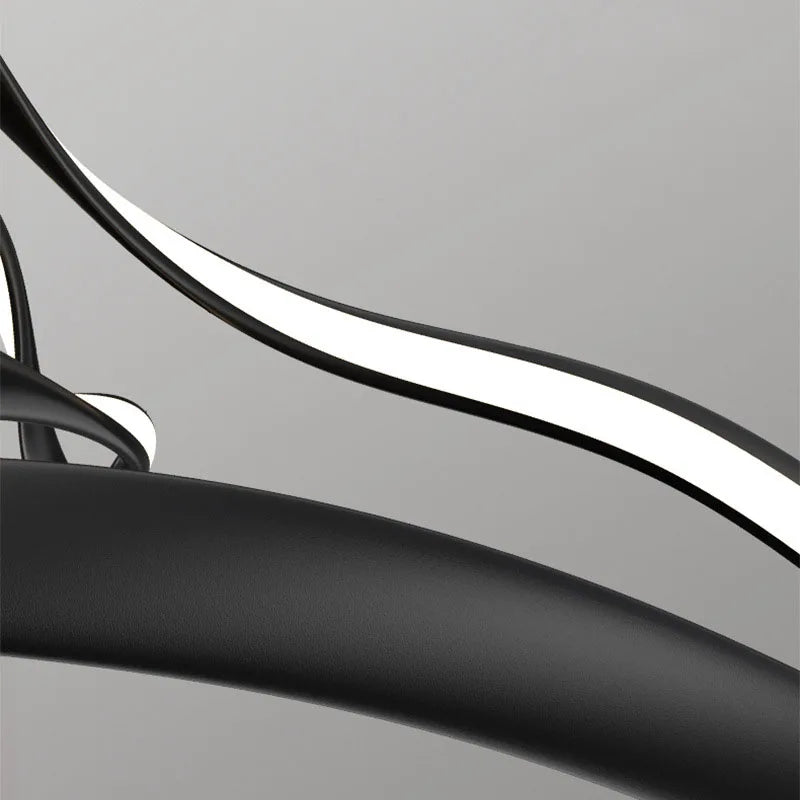 lustre led moderne en aluminium avec cordon d'anneau irrégulier réglable - vue 5 sur 21