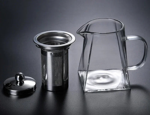Théière verre résistant avec infuseur inox transparente élégante