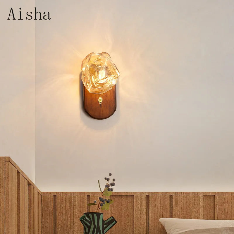 applique murale japonaise en bois minimaliste design glaçons - vue 3 sur 8