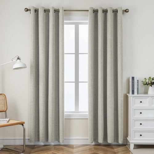 Rideau occultant faux lin extra long sur mesure - vue 3 sur 9