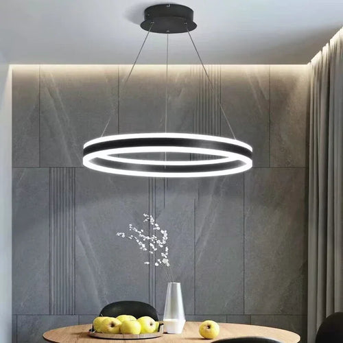 lustre led moderne luminescence haut bas lampes suspendues décor luminaire - vue 2 sur 10