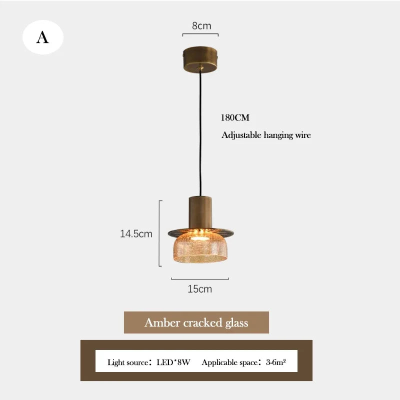 lustre en verre craquelé design rétro pour intérieur moderne - vue 8 sur 11