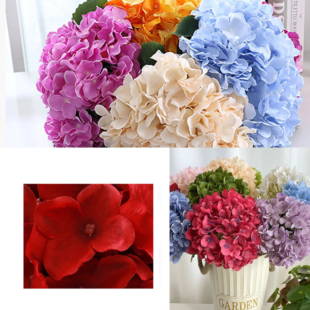 bouquet d'hortensias artificiels en soie pour décoration et événements - vue 7 sur 19