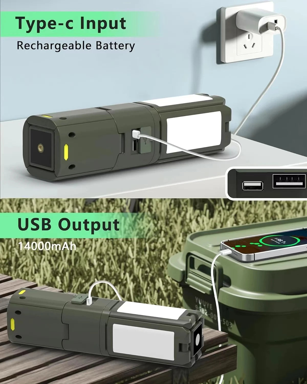 lampe de tente super lumineuse rechargeable pour camping et randonnée - vue 4 sur 8