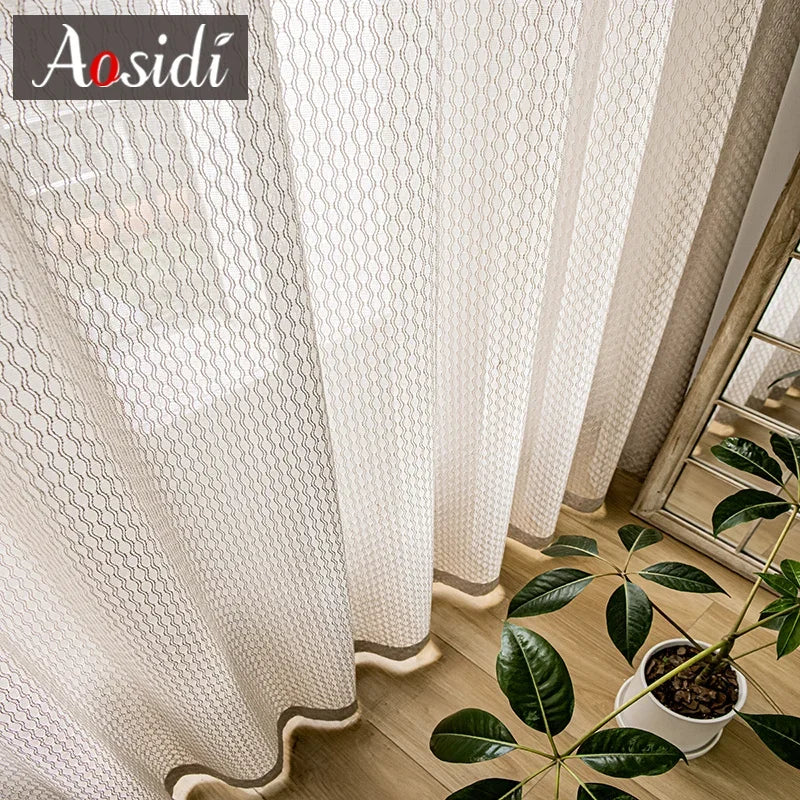 Voilage tulle moderne rayé pour salon chambre fenetre - vue 4 sur 9