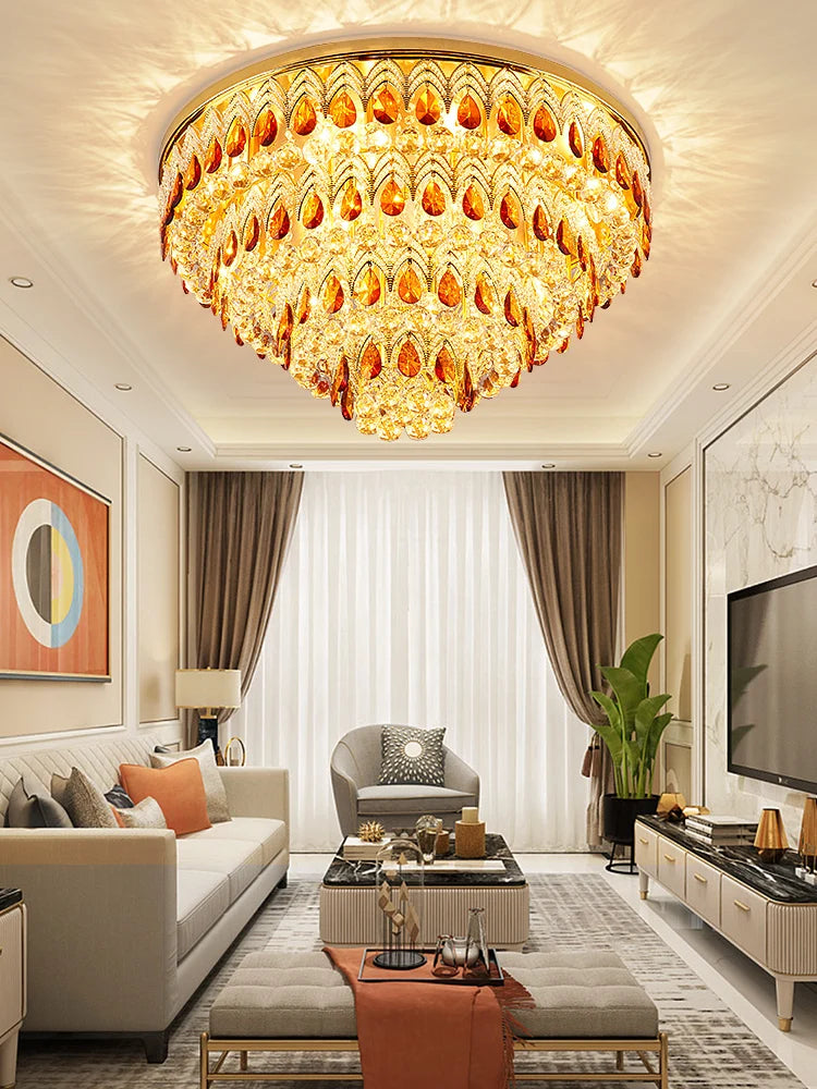 lustre dimmable en cristal design pour intérieur moderne - vue 5 sur 13