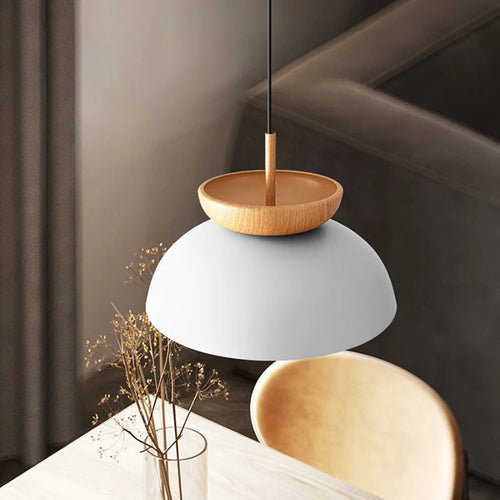lustre moderne à leds en bois lumière minimaliste suspendue