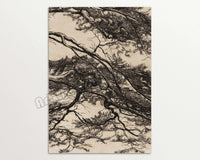 triptyque vintage branche de pin art mural décoration intérieure