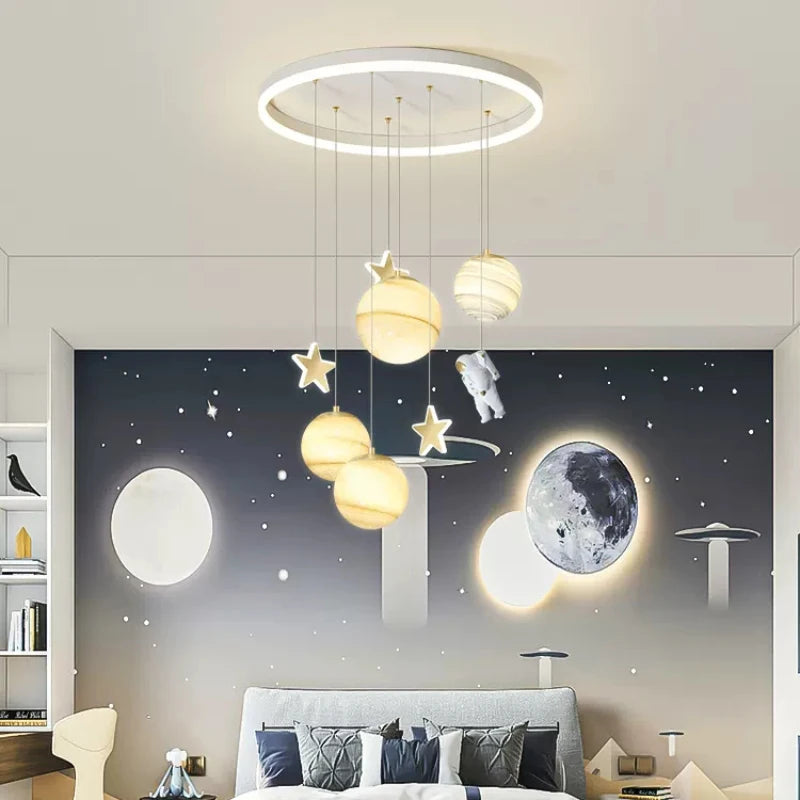 lustre astronautes lumineux pour chambre d'enfant design moderne