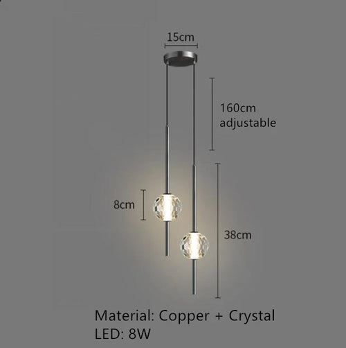 suspension LED en laiton design moderne avec cordon réglable - vue 11 sur 17