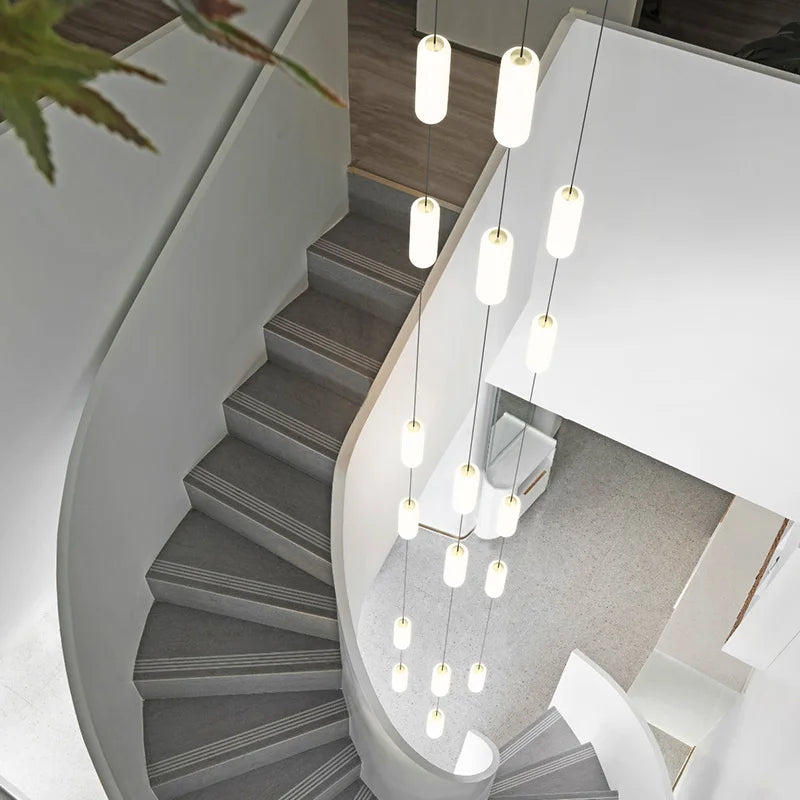lustre led nordique pour escalier duplex penthouse villa - vue 4 sur 21
