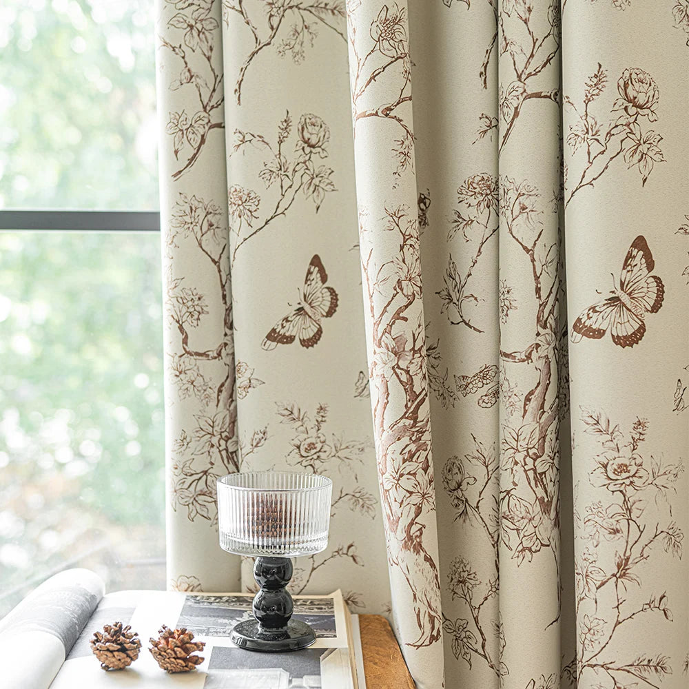 Rideau occultant motif floral moderne pour salon chambre - vue 3 sur 7