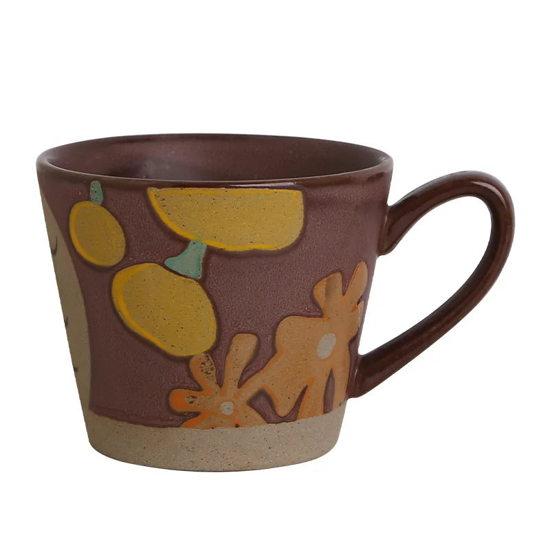 Mug ceramique retro motif floral peint main personnalisable - vue 6 sur 6