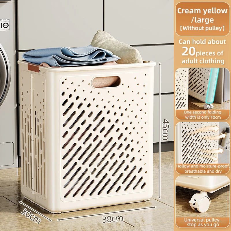 panier à linge pliable avec roulettes grande capacité multifonctionnel - vue 7 sur 14