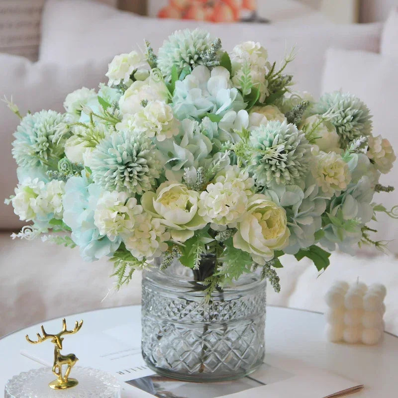 bouquet d'hortensias de pivoines artificielles pour décoration festive - vue 6 sur 11