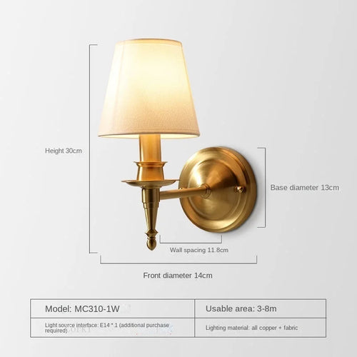 applique murale américaine à 2 bras en cuivre led traditionnelle pour décoration artistique - vue 8 sur 8