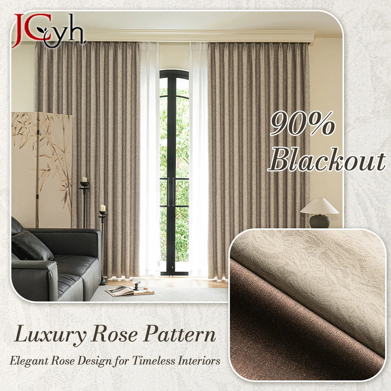 Rideau occultant motif floral élégant pour chambre salon