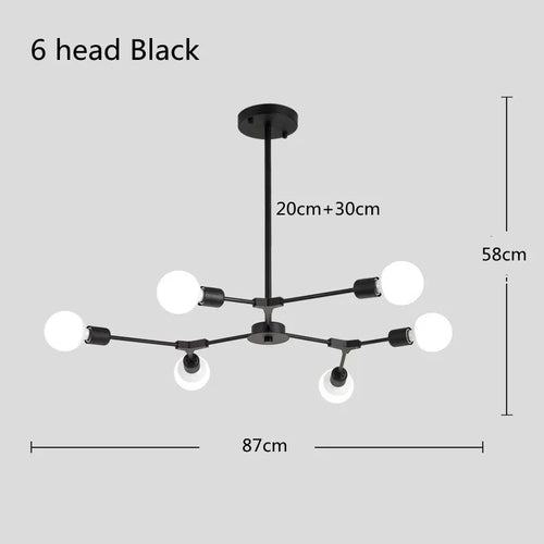 lustre moderne spoutnik satellite lampe suspendue 3 6 9 branches - vue 13 sur 12