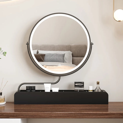 miroir décoratif à led rétro en bois pour maquillage - vue 5 sur 11