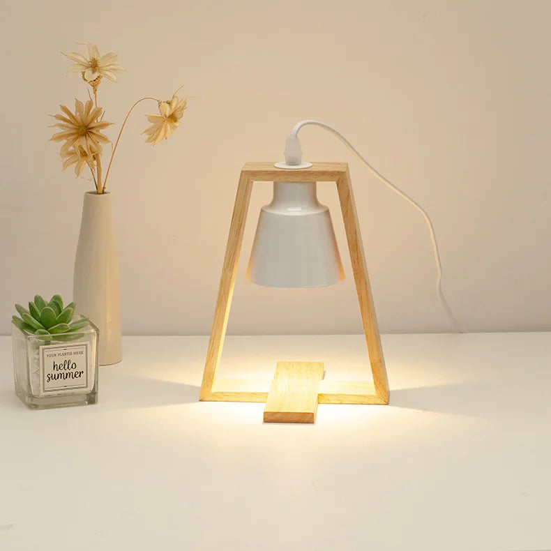 Lampe chauffe-bougie bois nordique 110/230V éclairage intérieur - vue 2 sur 6