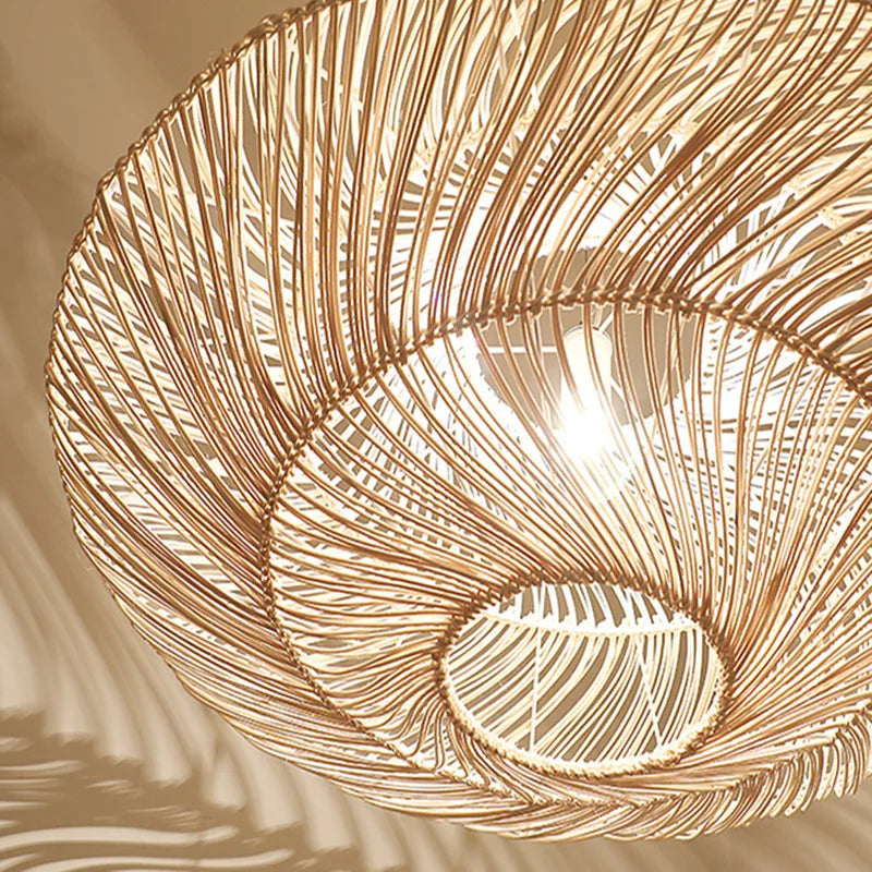 suspension en rotin japonais design ovni pour décoration moderne - vue 6 sur 7