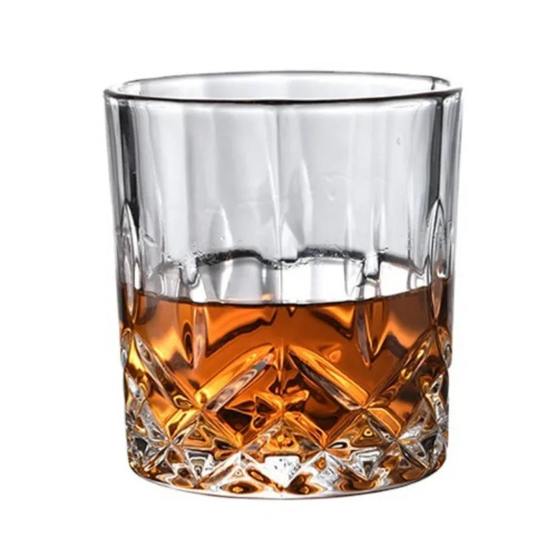 Lot verres whisky cristal relief bar maison élégant