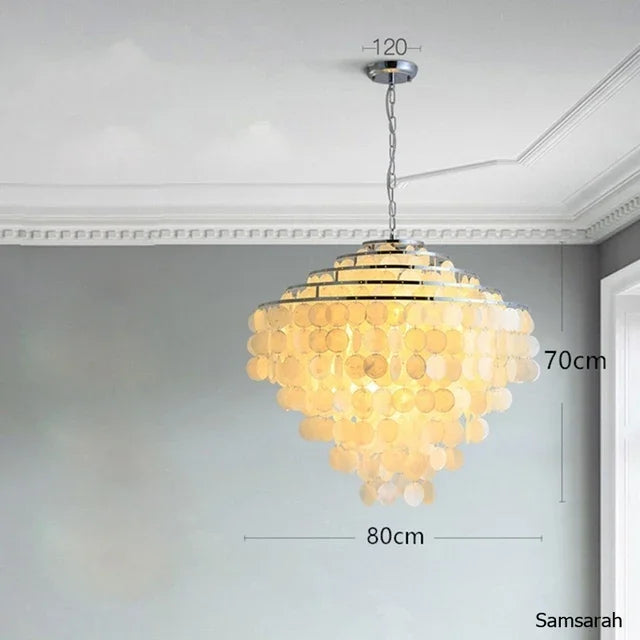 lustre nordique en coquillage avec luminaire à led - vue 12 sur 17