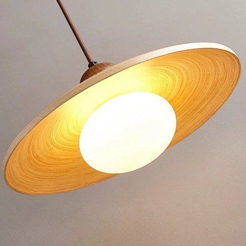 Suspension de style japonais rétro en bois led - vue 5 sur 8
