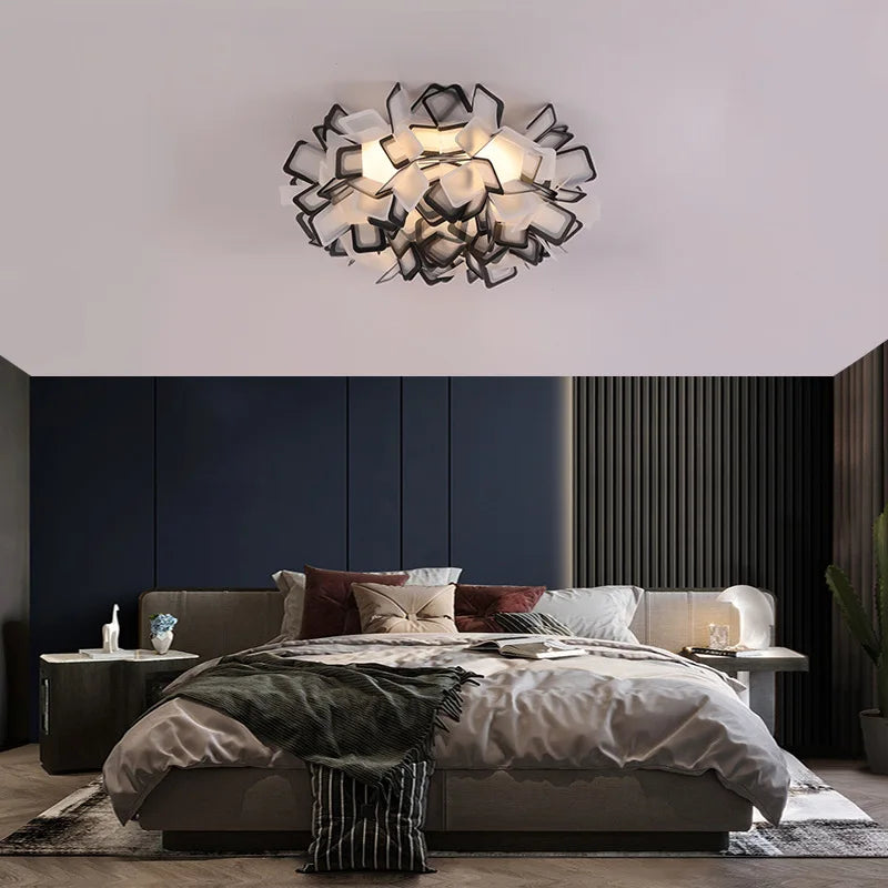 suspension fleur design italie led acrylique pour salon chambre