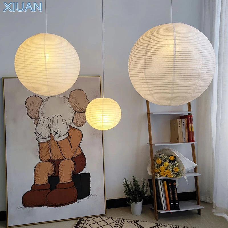 suspension led style japonais sphères pour décor café - vue 3 sur 11